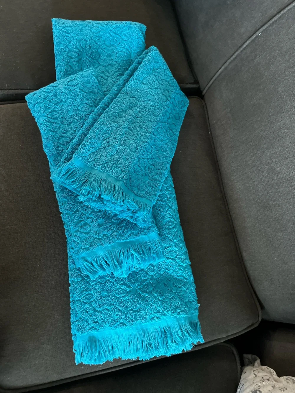 Opalhouse Teal Blue Decorative Fringe Bath Towel Set